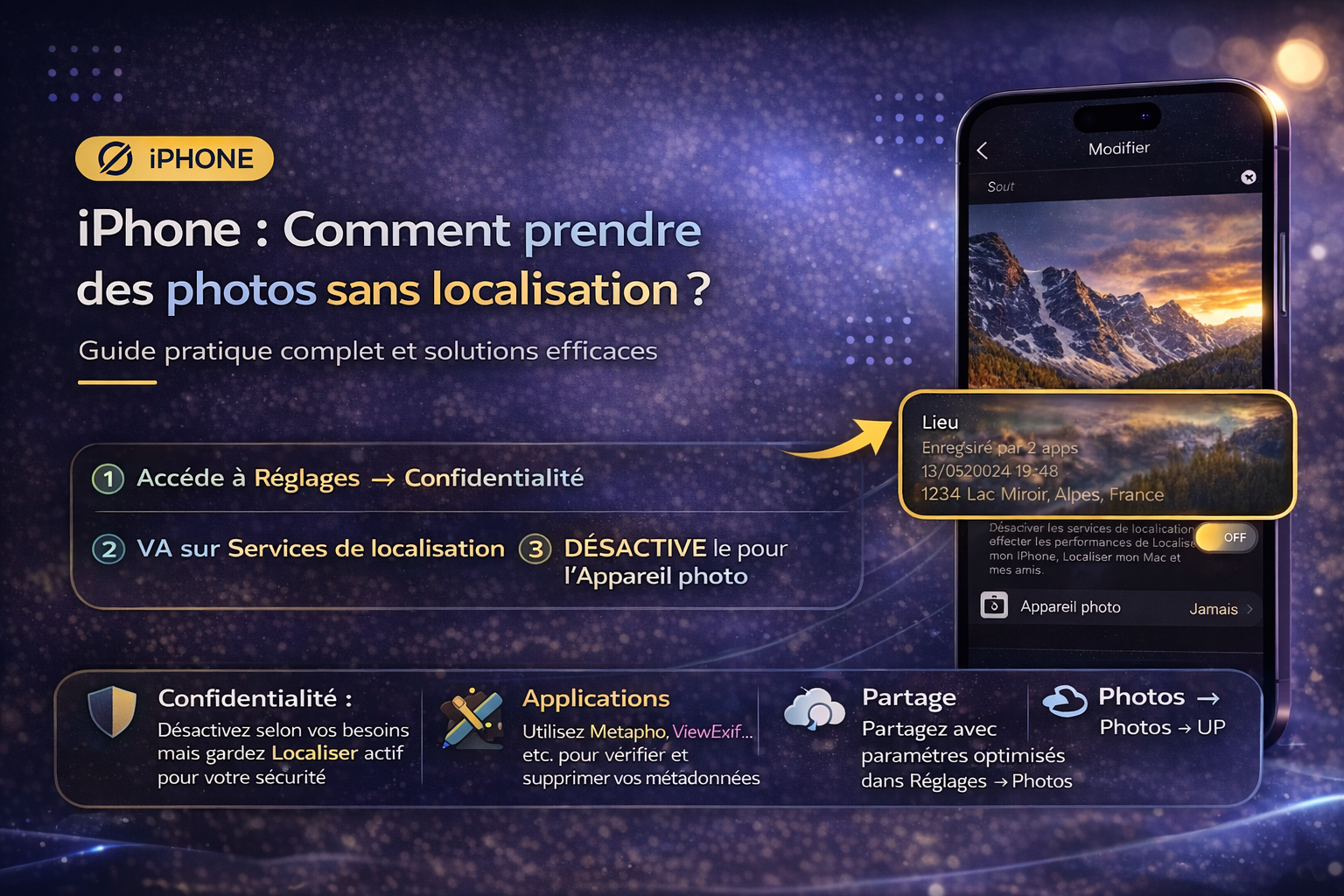 iPhone : Comment prendre des photos sans localisation ?